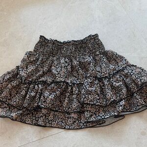 Altar'd State Black and White Floral A-Line Skirt